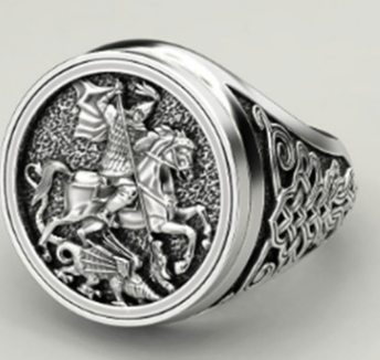 Silver/Gold Plated Knight Ring view 4