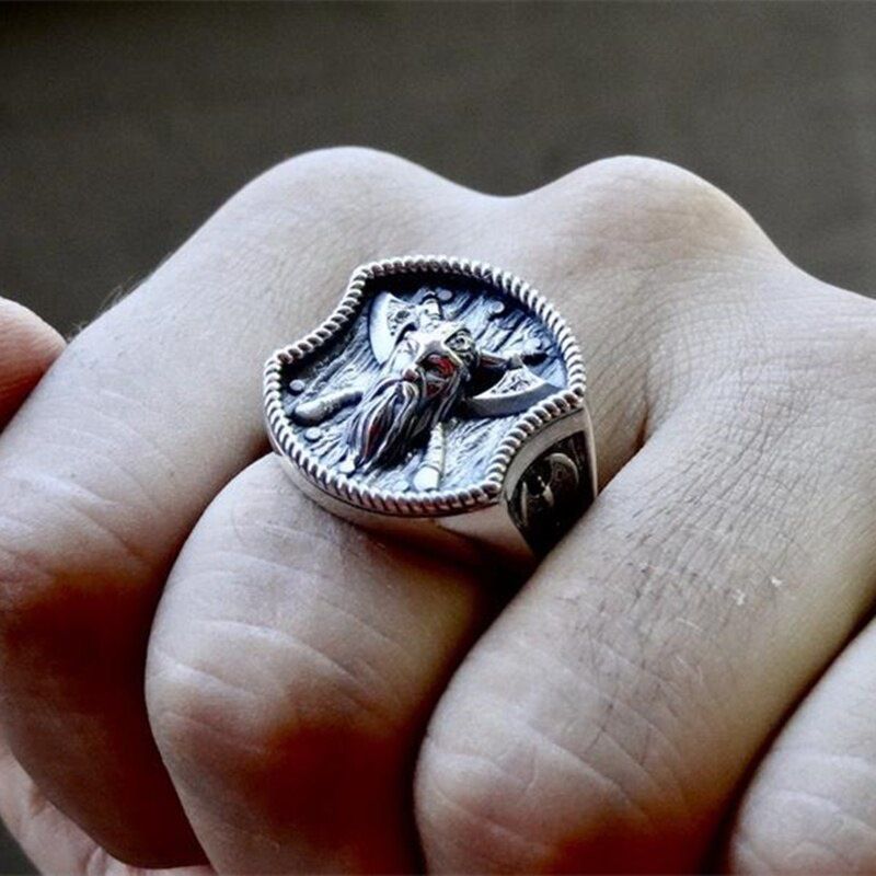Viking Double Axe Silver Ring view 2