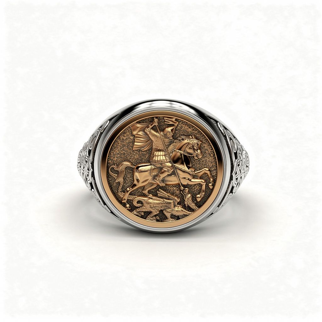 Silver/Gold Plated Knight Ring view 2