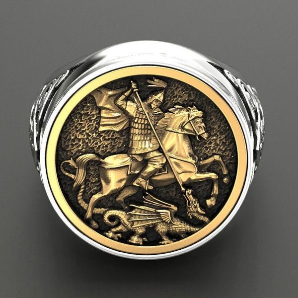 Silver/Gold Plated Knight Ring view 8