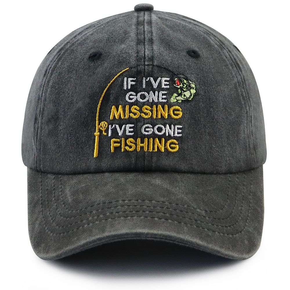 Gone Fishing Washed Embroidered Cap