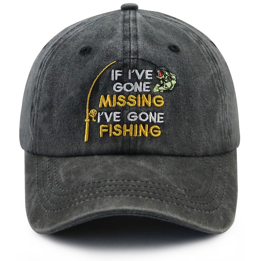 Gone Fishing Washed Embroidered Cap