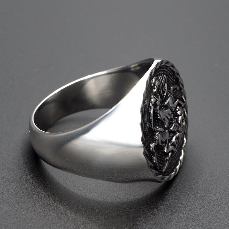 Titanium Steel Knight Signet Ring view 4