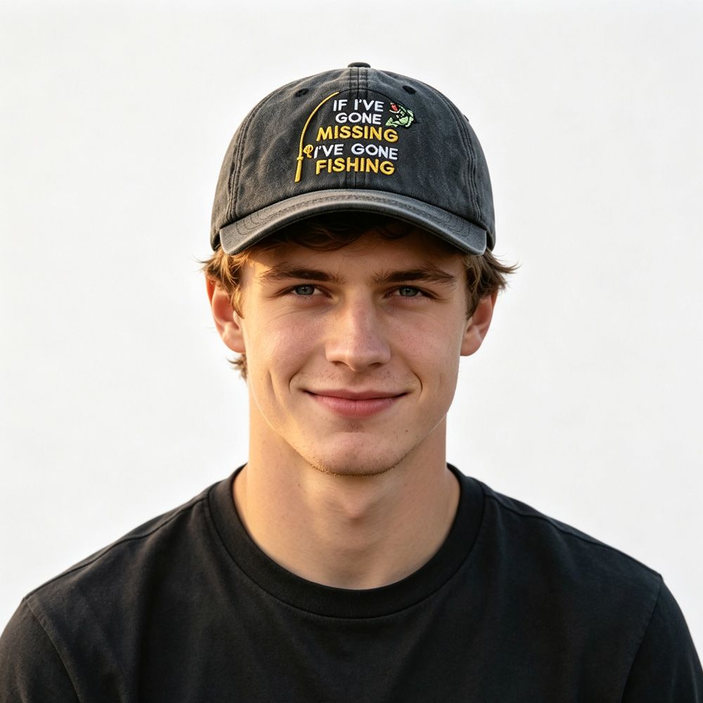 Gone Fishing Washed Embroidered Cap view 3