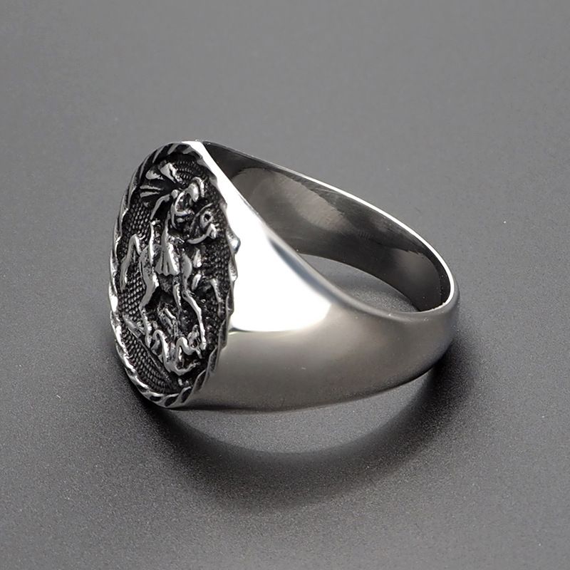 Titanium Steel Knight Signet Ring view 2