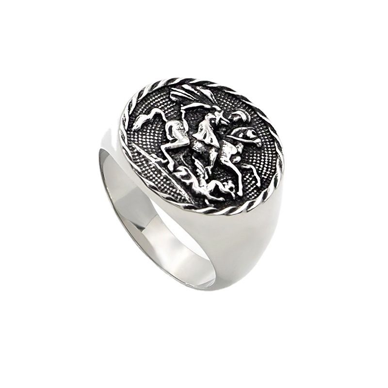 Titanium Steel Knight Signet Ring