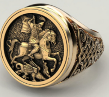 Silver/Gold Plated Knight Ring view 6