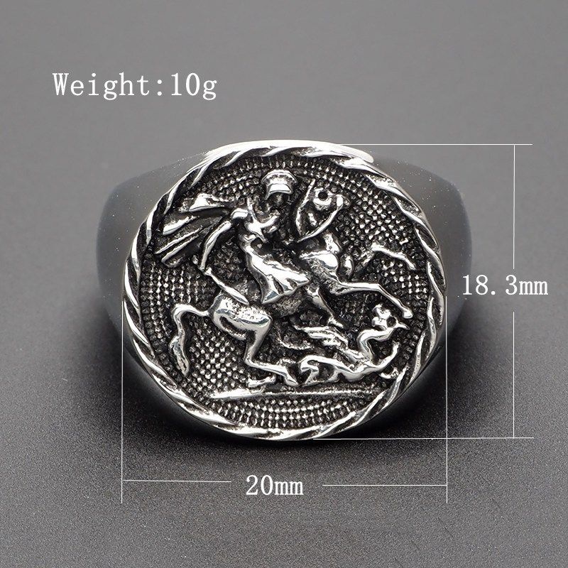 Titanium Steel Knight Signet Ring view 3