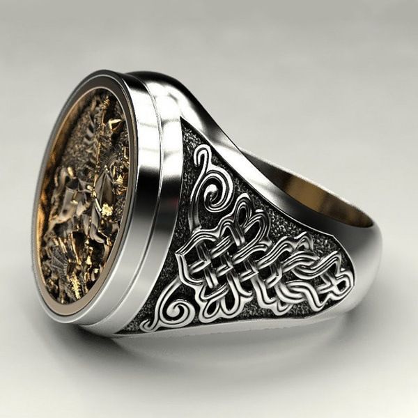 Silver/Gold Plated Knight Ring view 5