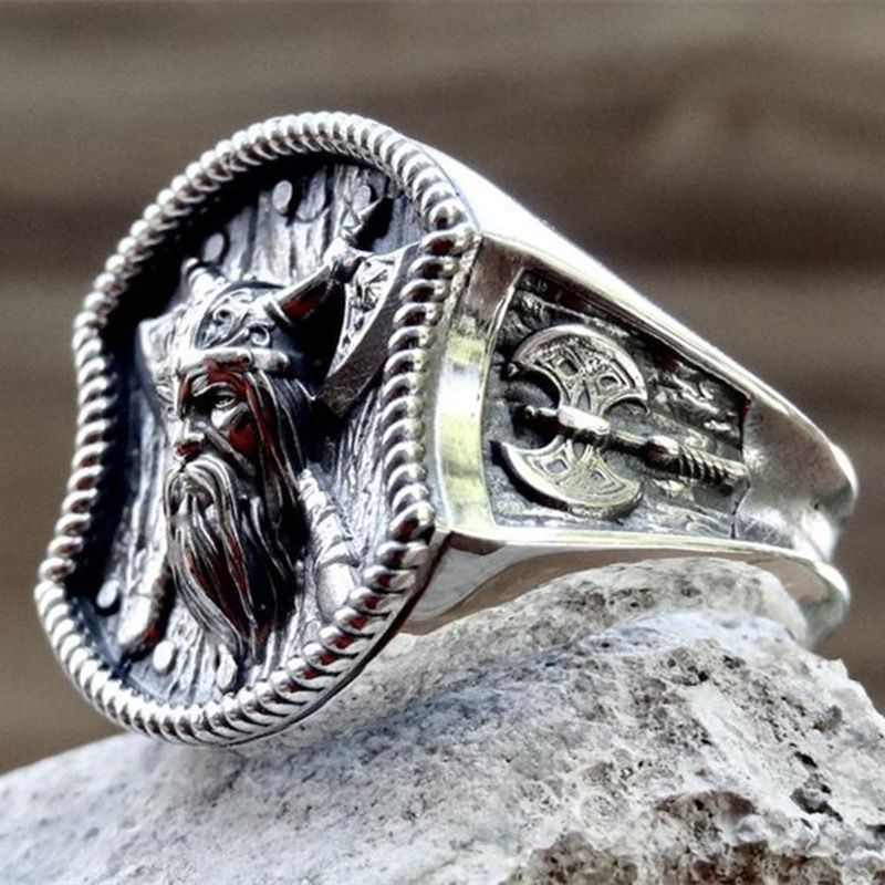 Viking Double Axe Silver Ring view 4