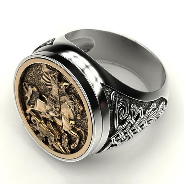 Silver/Gold Plated Knight Ring view 3