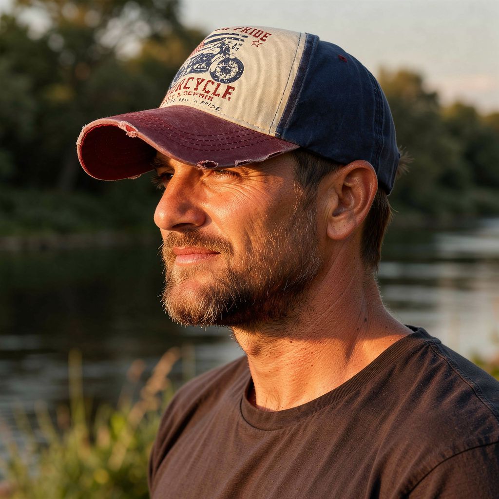 Washed Cotton Motorcycle Baseball Cap view 8